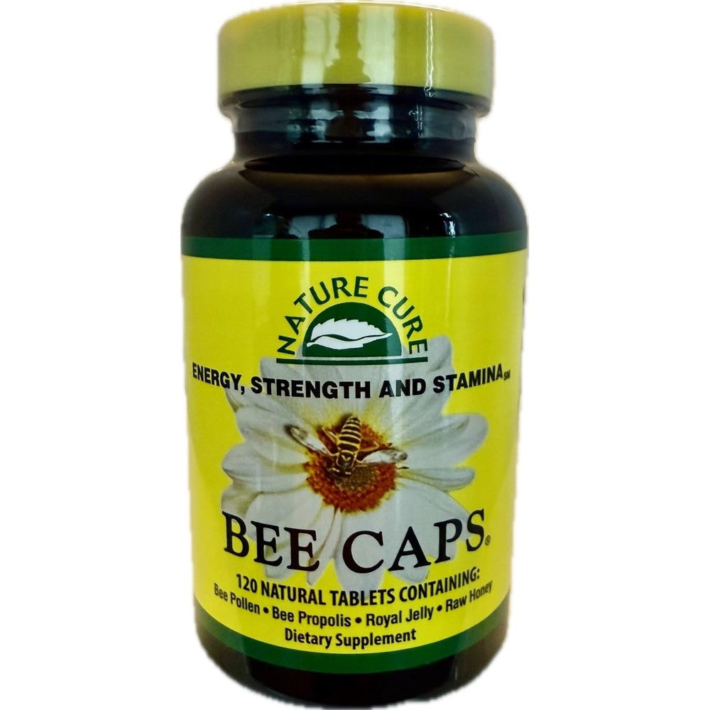Nature Cure Bee Caps dietary supplement bottle front view showing 120 caplets