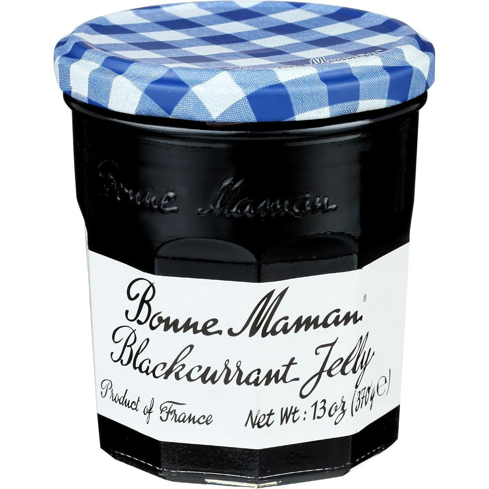 Bonne Maman black currant jelly jar front view
