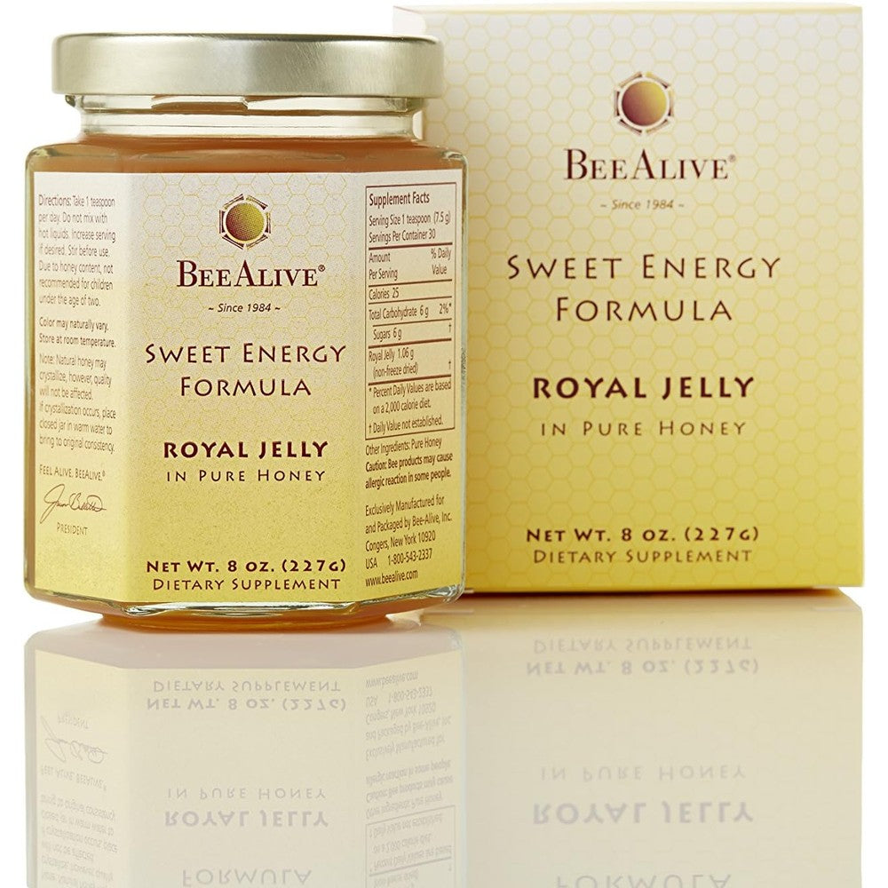 BeeAlive Sweet Energy Formula Royal Jelly and Honey front view energy supplement for stamina