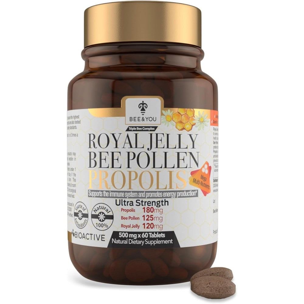 Bee And You Royal Jelly Propolis Extract Tablets front view bottle