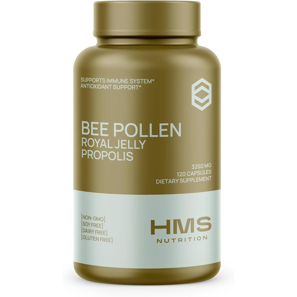 HMS Nutrition Bee Pollen Royal Jelly Propolis front view supplement bottle