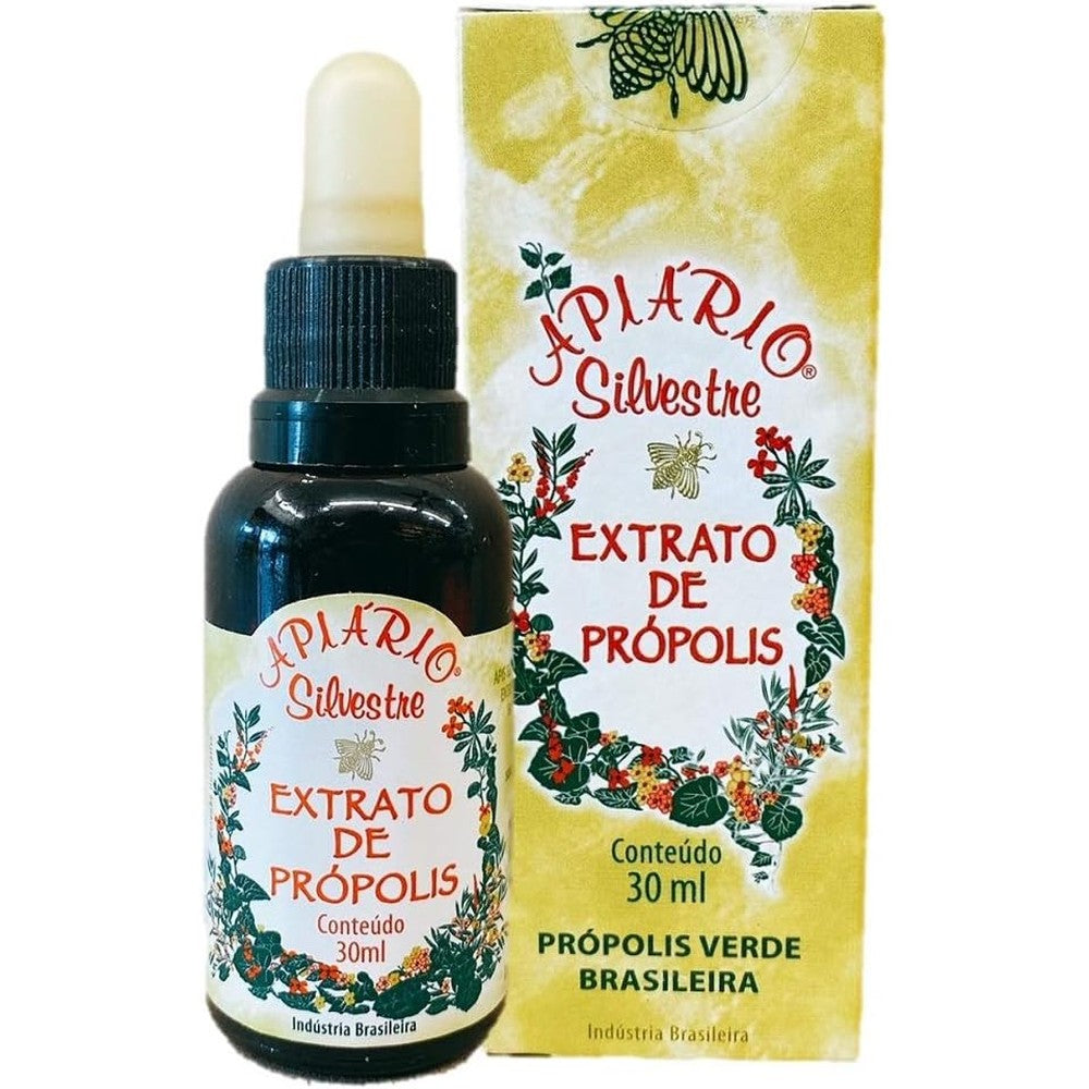 New Green Nutrition Apiario Silvestre Brazilian Green Propolis front view bottle and packaging