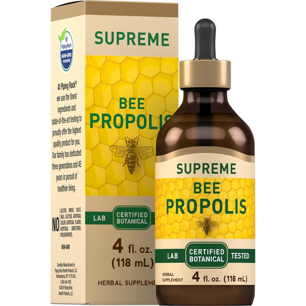 Piping Rock bee propolis extract tincture front view bottle