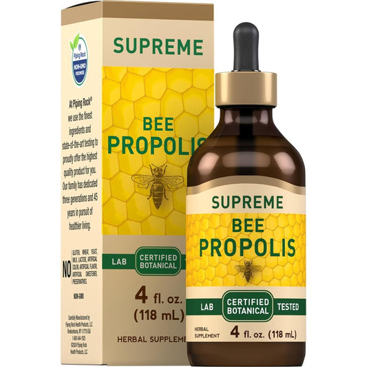Piping Rock Bee Propolis Extract Tincture 4 Fluid Ounces front view bottle