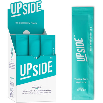 UPSIDE Pre Celebration Vitamin Jelly Sticks Tropical Berry front packaging view for hangover prevention