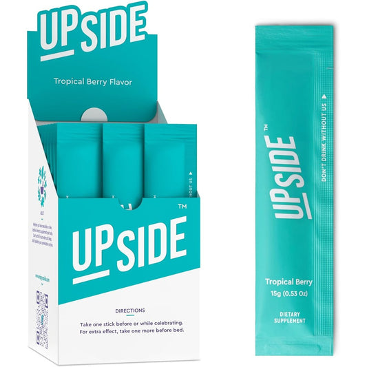 UPSIDE Pre Celebration Vitamin Jelly Sticks Tropical Berry front packaging view for hangover prevention