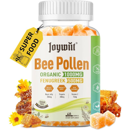 Joywiit bee pollen fenugreek royal jelly gummies front bottle view