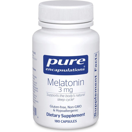 Pure Encapsulations Melatonin 3 mg 180 Capsules front view bottle for natural sleep cycle support