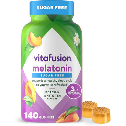Vitafusion Melatonin Sugar Free sleep support gummies front view bottle