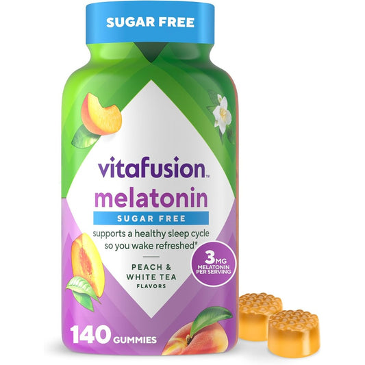 Vitafusion Melatonin Sugar Free sleep support gummies front view bottle