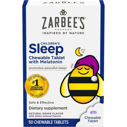 Zarbee's Kids Melatonin 1mg Grape Chewable Tablets front bottle view