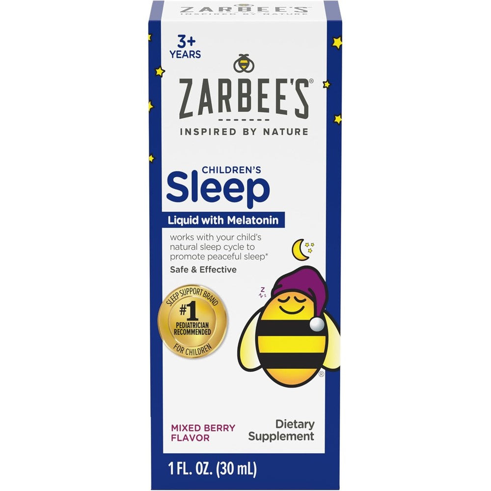 Zarbee's Kids Melatonin Sleep Supplement Liquid front view bottle