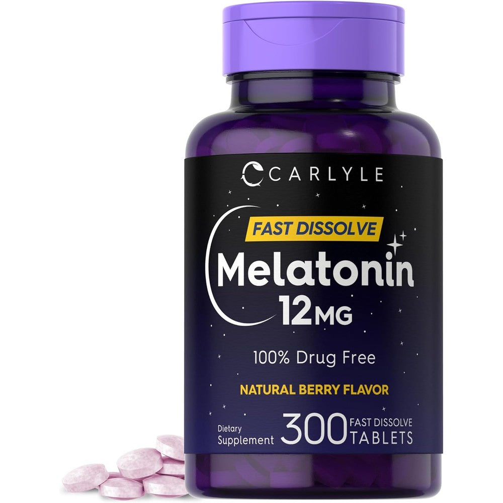 Carlyle Melatonin 12mg Fast Dissolve 300 Tablets bottle front view