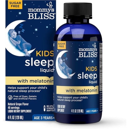 Mommy's Bliss Kids Sleep Liquid Melatonin front bottle view for children sleep support