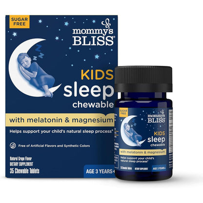 Mommy's Bliss Kids Sleep chewable tablets front view authentic packaging