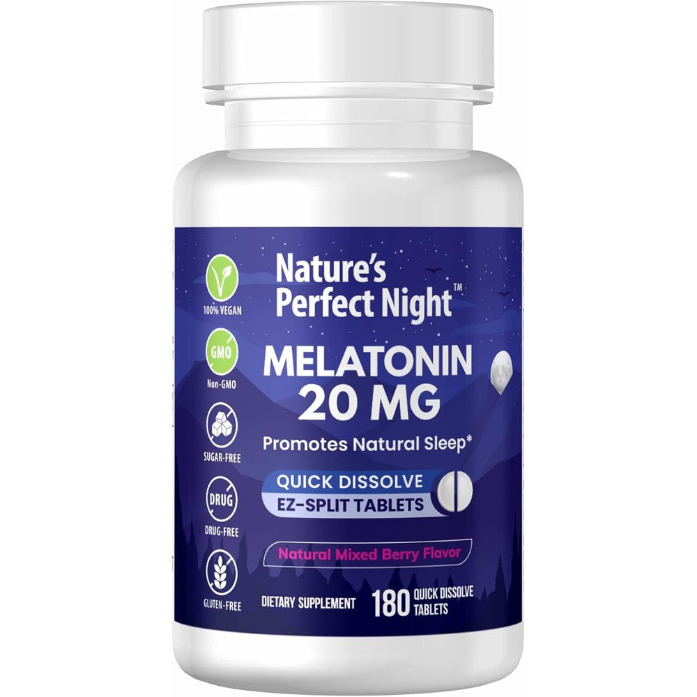 Nature's Perfect Night Melatonin twenty milligrams front bottle view authentic USA beauty and health supplement shop India