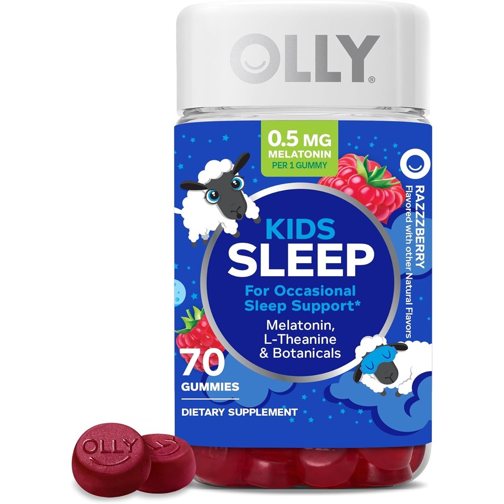 OLLY Kids Sleep Gummy Supplement front view bottle for children sleep routines