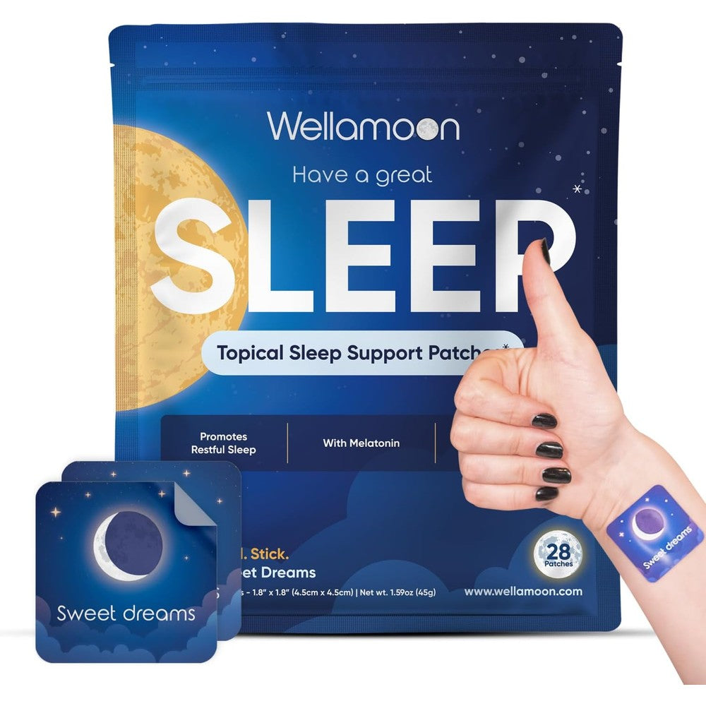 Ghed271 Wellamoon Original Sleep Patches packaging front view showcasing melatonin and valerian ingredients