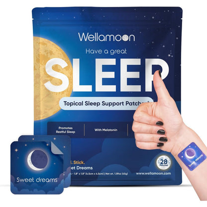 Ghed271 Wellamoon Original Sleep Patches packaging front view showcasing melatonin and valerian ingredients