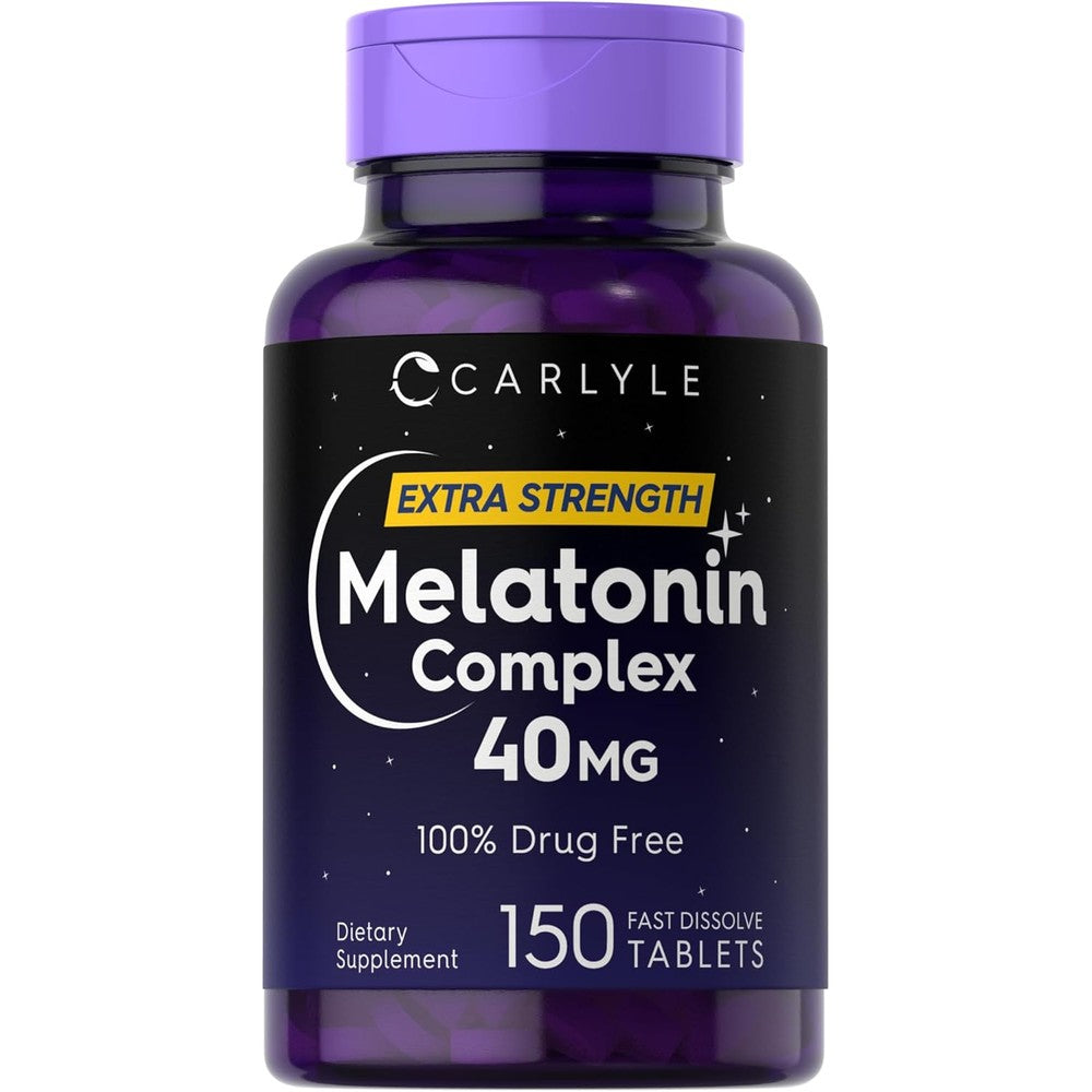 Carlyle Melatonin 40mg Complex 150 tablets front view bottle packaging