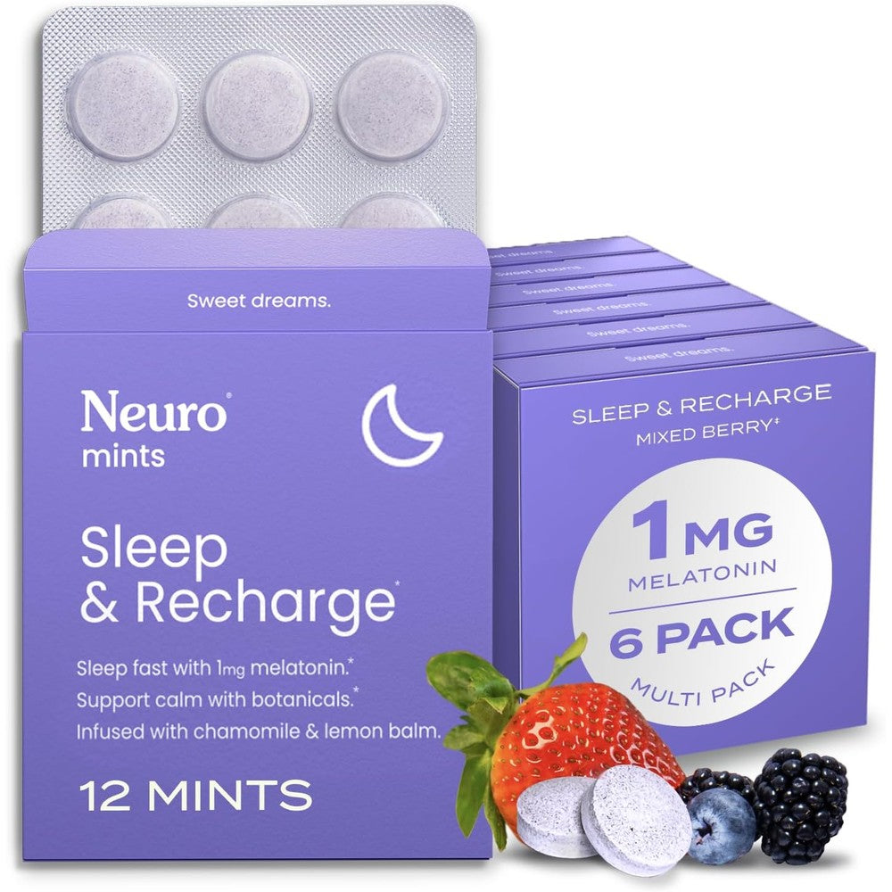 NeuroGum Neuro Sleep and Recharge meltaway mints front packaging view