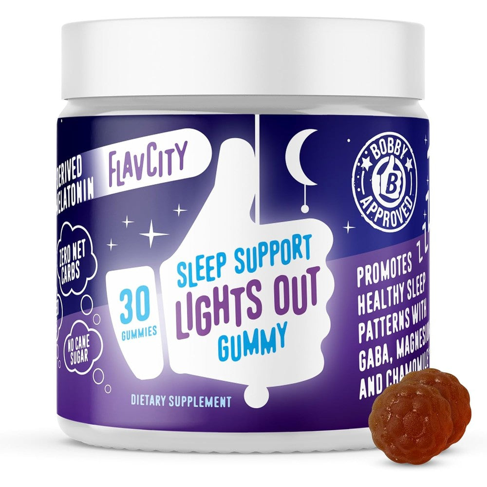 FlavCity Lights Out Melatonin Sleep Gummies front label view