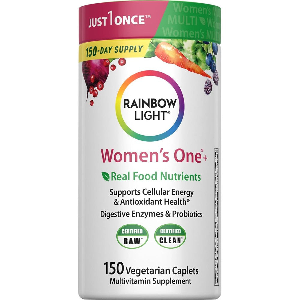 Rainbow Light Womens One Multivitamin 150 caplets front view authentic USA import daily wellness supplement