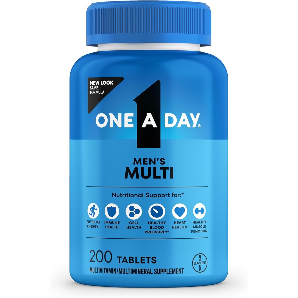 One A Day Men's Multivitamin 200 tablets front view bottle packaging