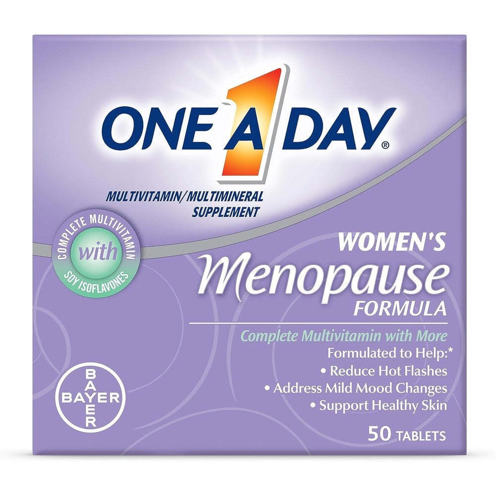 One A Day Women's Menopause Multivitamin 50 Tablets front packaging for hot flash relief