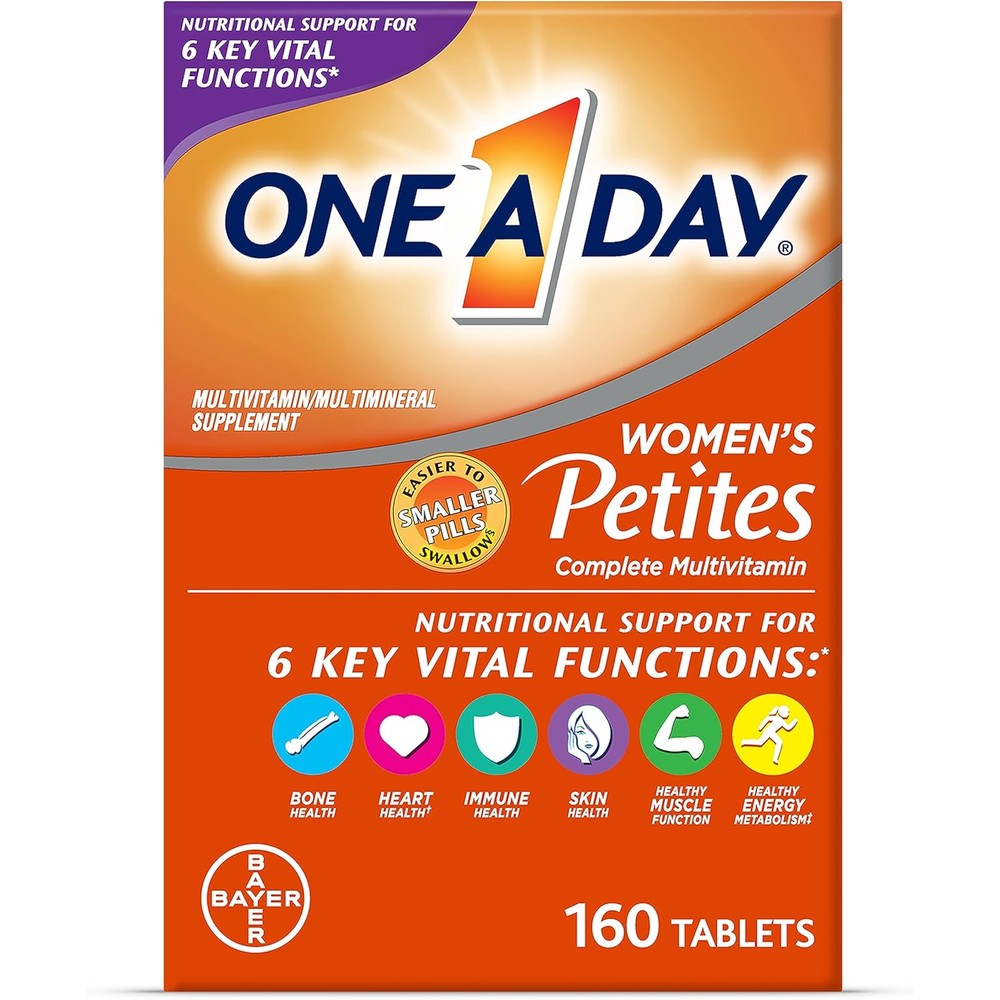 One A Day Women's Petites Complete Multivitamin 160 Tablets front view bottle for wellness