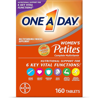 One A Day Women's Petites Complete Multivitamin 160 Tablets front view bottle for wellness