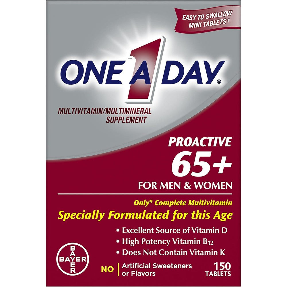 One A Day Proactive 65 Plus multivitamin 150 tablets front bottle view