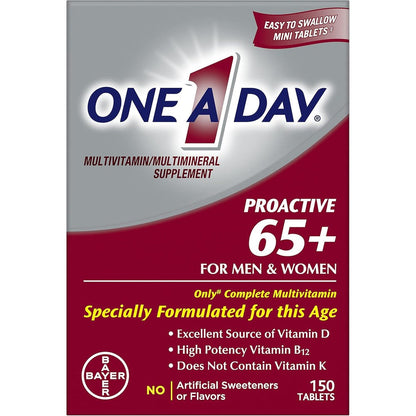 One A Day Proactive 65 Plus multivitamin 150 tablets front bottle view