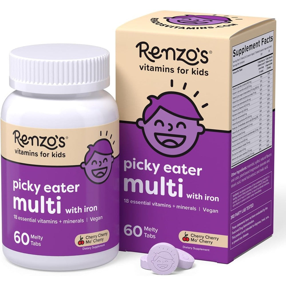 Renzo's Picky Eater Kids Multivitamin front view packaging for picky eaters nutritional support