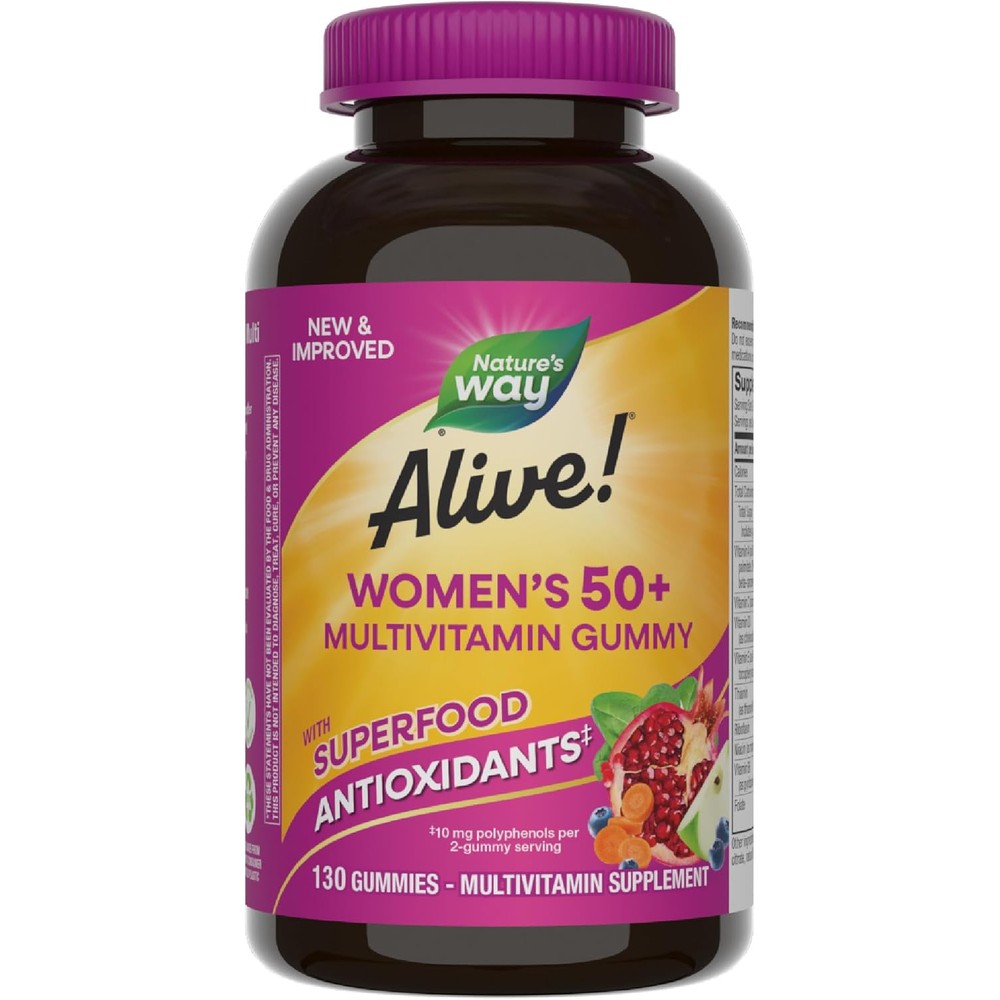 Nature's Way Alive Women's 50 Plus Multivitamin 130 count front bottle view for daily women's health.