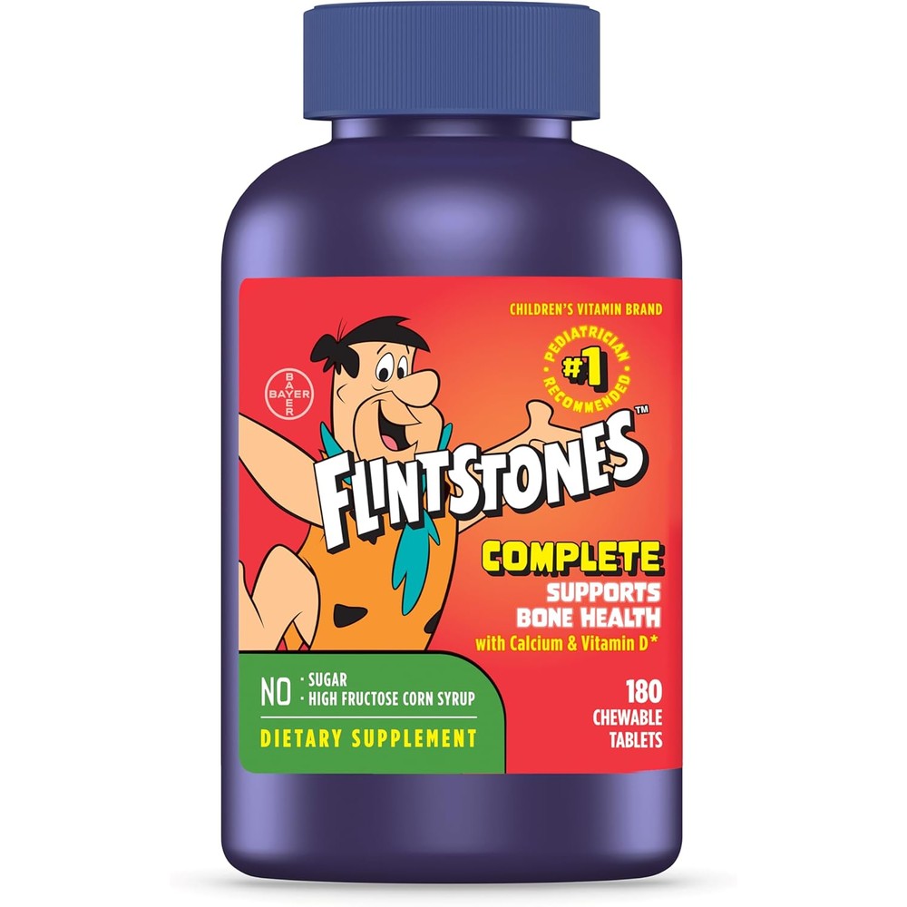 Flintstones Complete Chewable Kids Multivitamin front view of 180 Count bottle