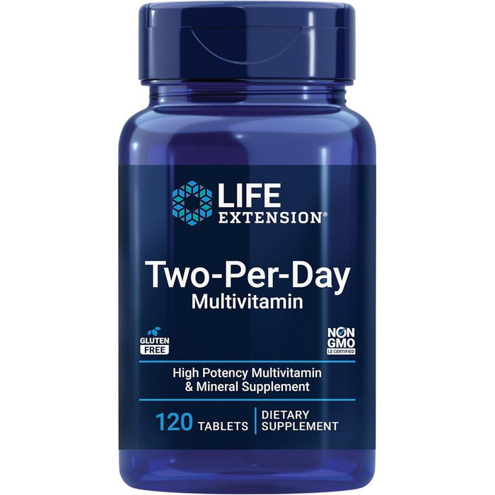 Life Extension Two-Per-Day multivitamin front view bottle