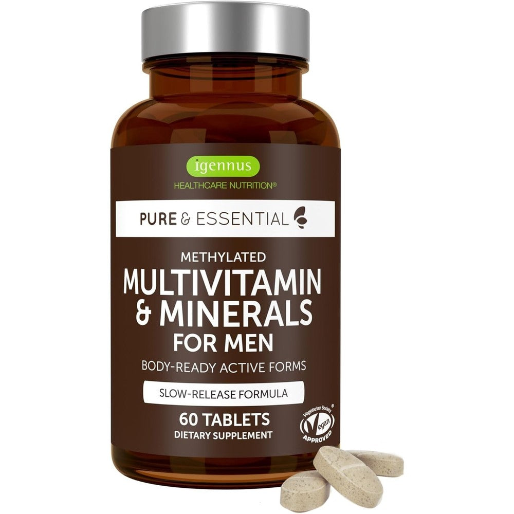 Igennus Methylated Men's Multivitamin 60 tablets front view bottle packaging