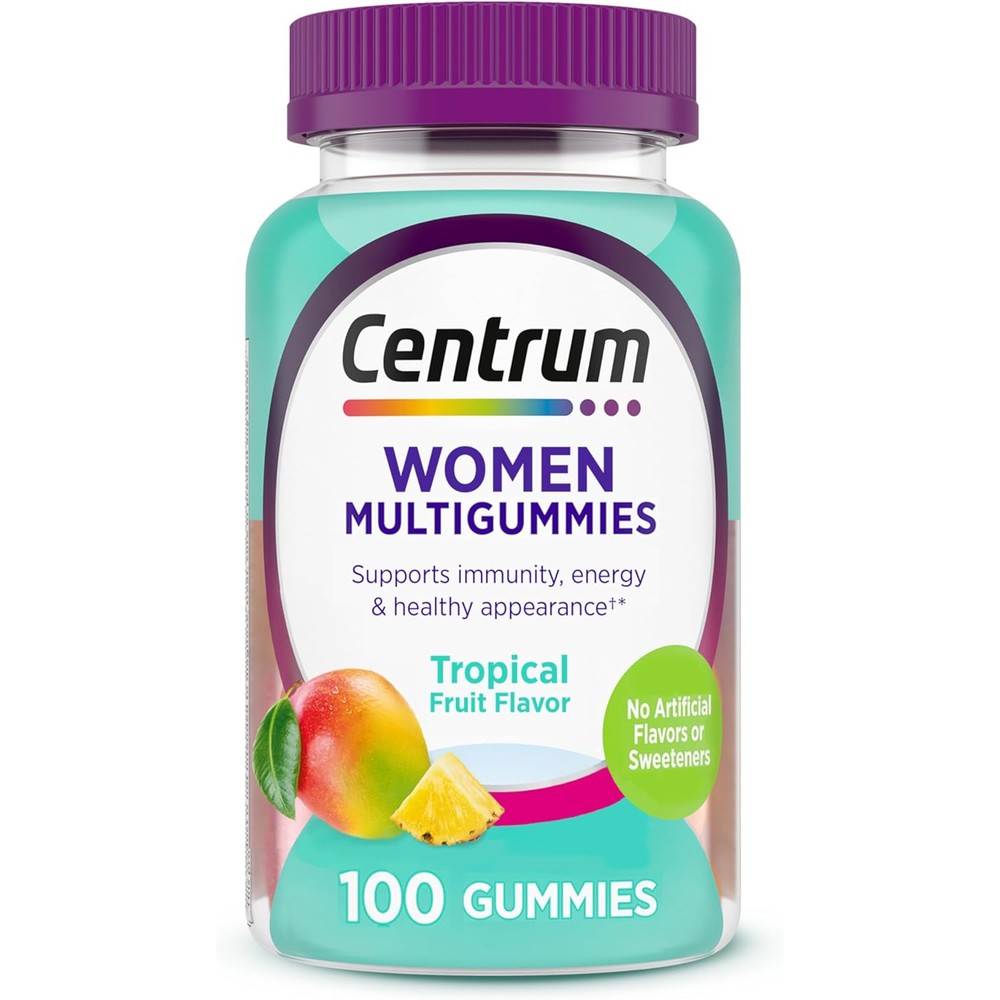 Centrum Women's Multivitamin Gummies 100 count front bottle view for daily energy support