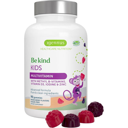 Igennus Methylated Kids Multivitamin Gummies bottle front view for premium children supplements.