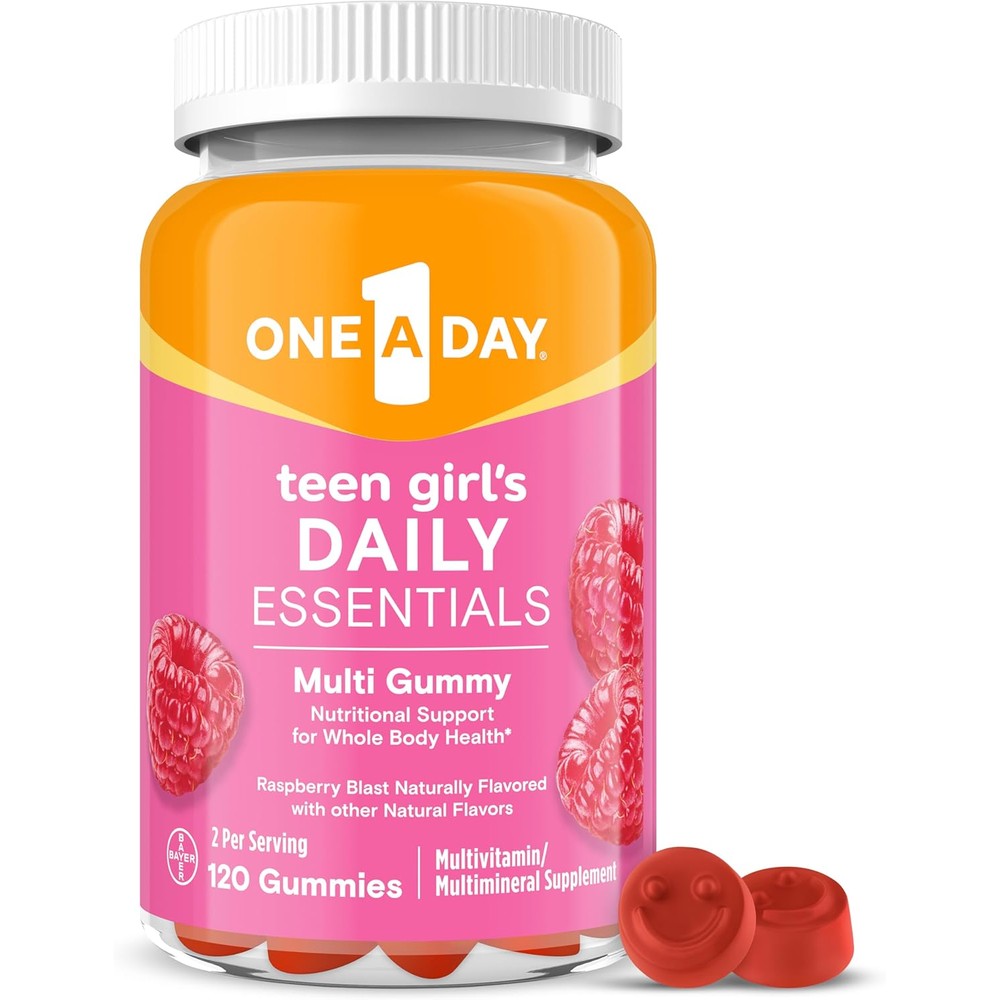 One A Day Teen Girl Multivitamin Gummies front view bottle showing 120 count