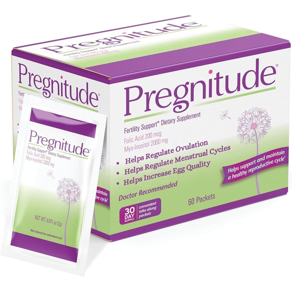 Pregnitude reproductive fertility support powder front view box