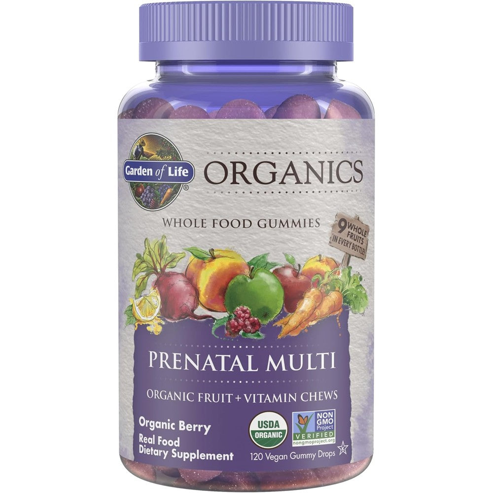 Garden of Life organic prenatal gummy vitamins with folate and vitamin D3 for pregnancy