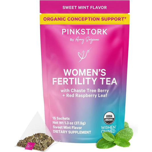 Pink Stork Organic Fertility Tea Sweet Mint front view package