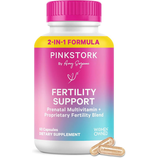 Pink Stork Fertility 2 in 1 Conception Support bottle front view