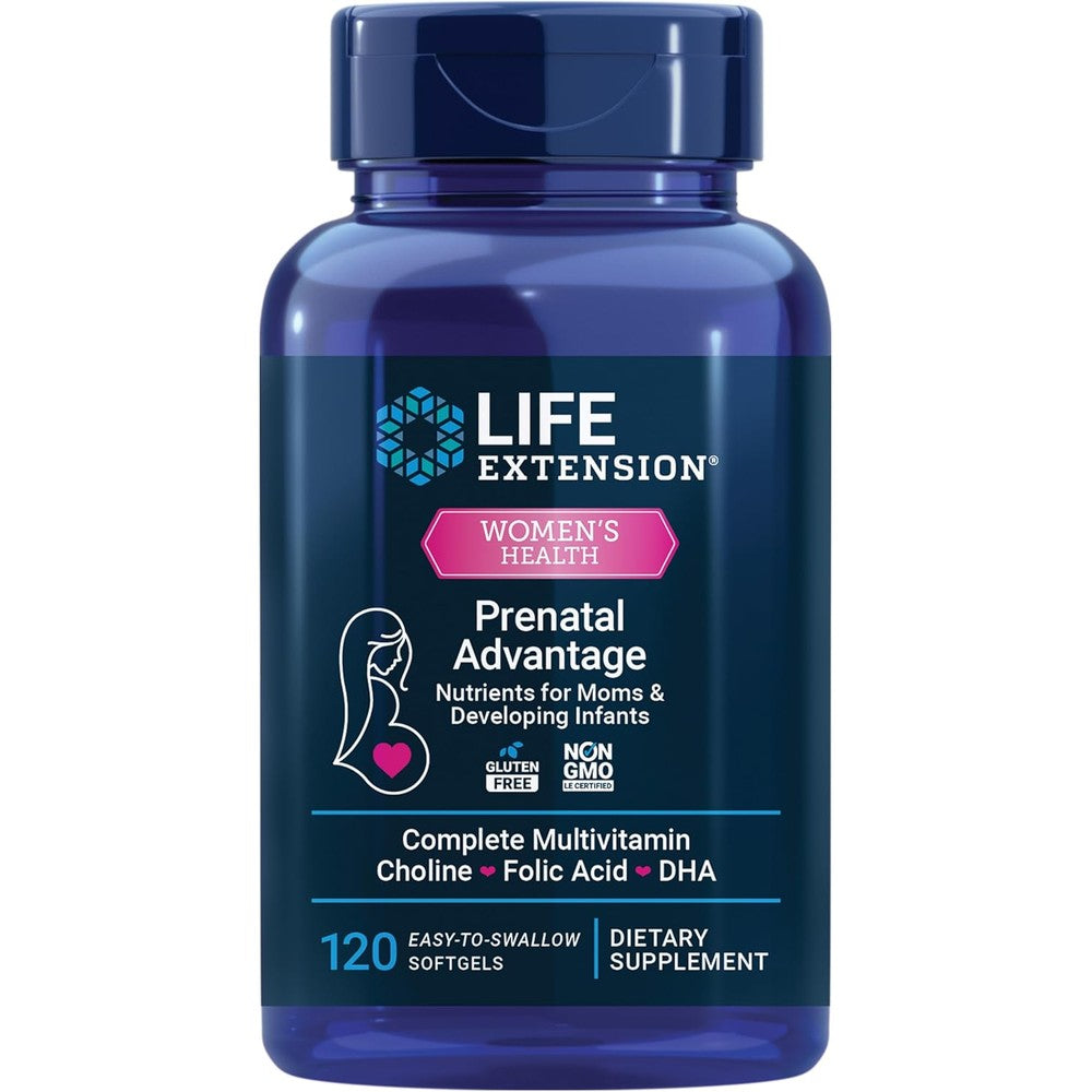 Life Extension Prenatal Advantage softgels front view bottle