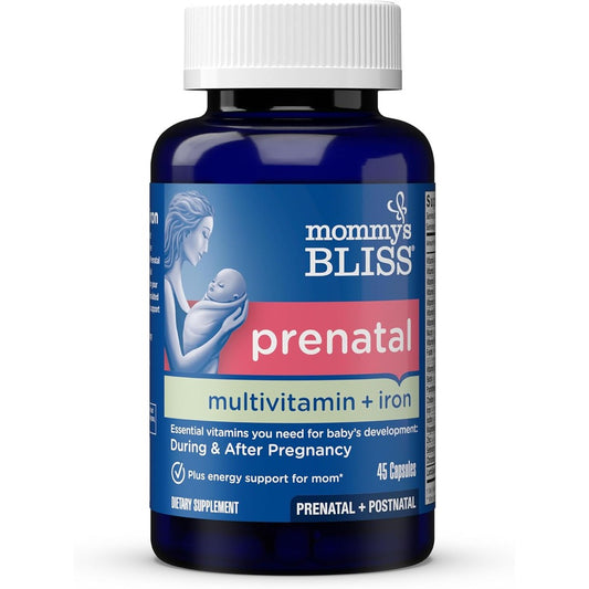 Mommy's Bliss Prenatal Multivitamin with Iron front view bottle
