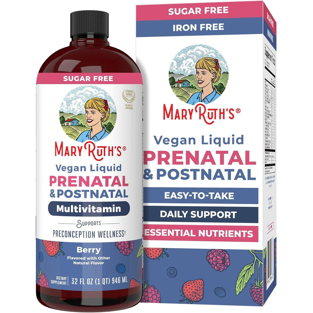 MaryRuth Organics Prenatal and Postnatal Liquid Multivitamin 32 fluid ounce bottle front view