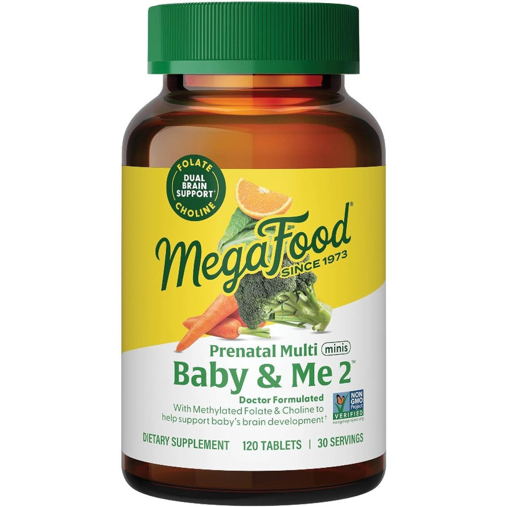 MegaFood Baby And Me 2 Prenatal Multi Minis bottle front view supplement
