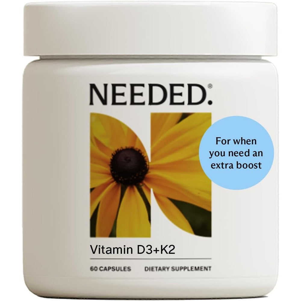Needed prenatal vitamin D3 and k2 supplement bottle front view